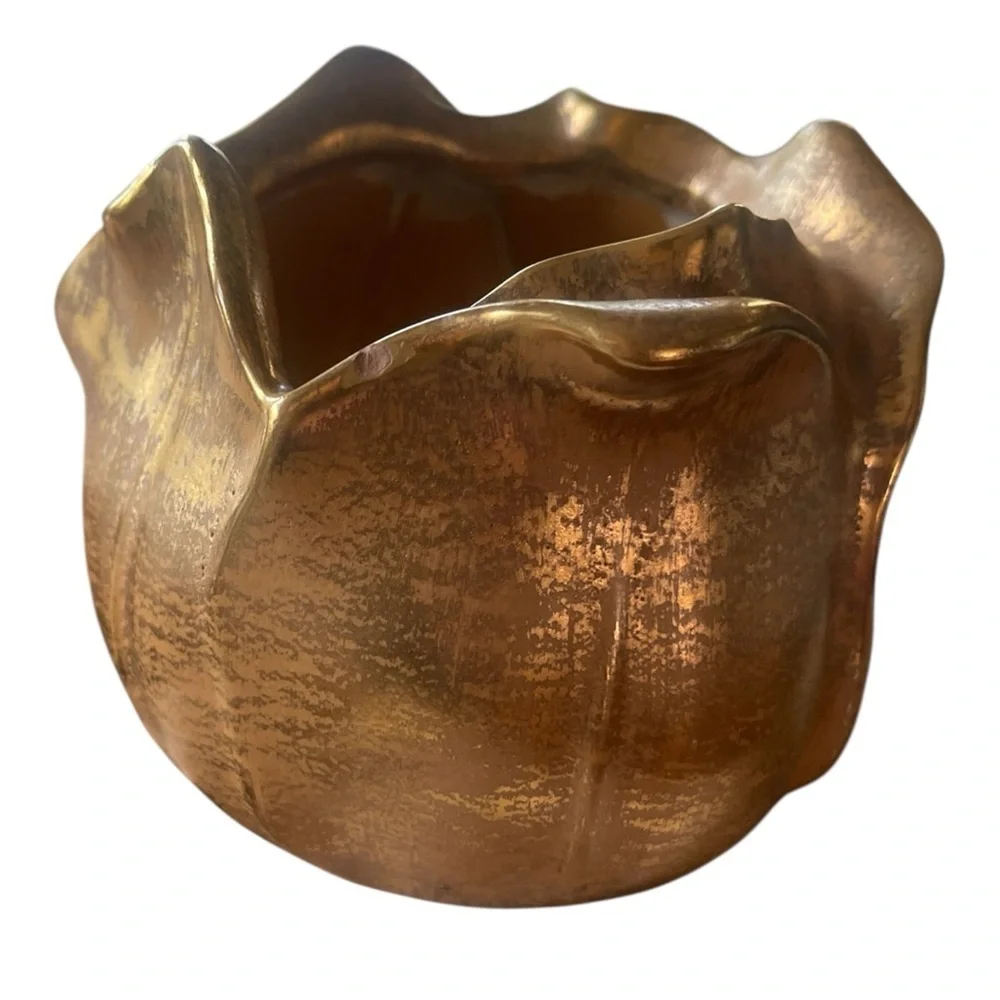 Stangl Tulip Vase Hand Painted 22K Granada Gold Vtg 1960s Hollywood Regency MCM - Picture 2 of 6